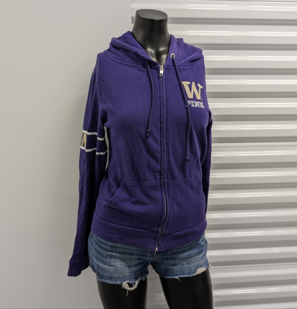 PINK Victoria's Secret Bling University Of Washington Full Zip Hoody - Picture 3 of 11